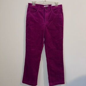 LOFT Magenta Straight Leg Corduroy Pants